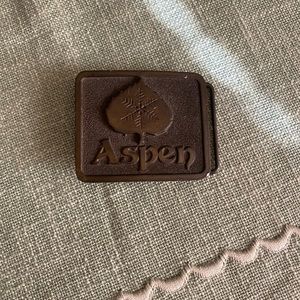 Adezy Colorado Aspen vintage belt buckle circa 1976 brass plate